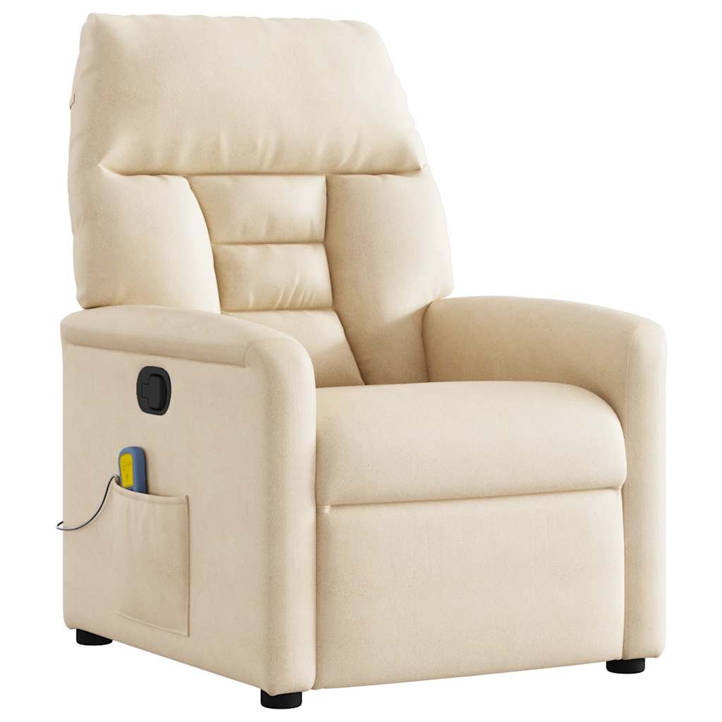 Poltrona Massaggiante Reclinabile Beige in Tessuto Microfibra | homemem39
