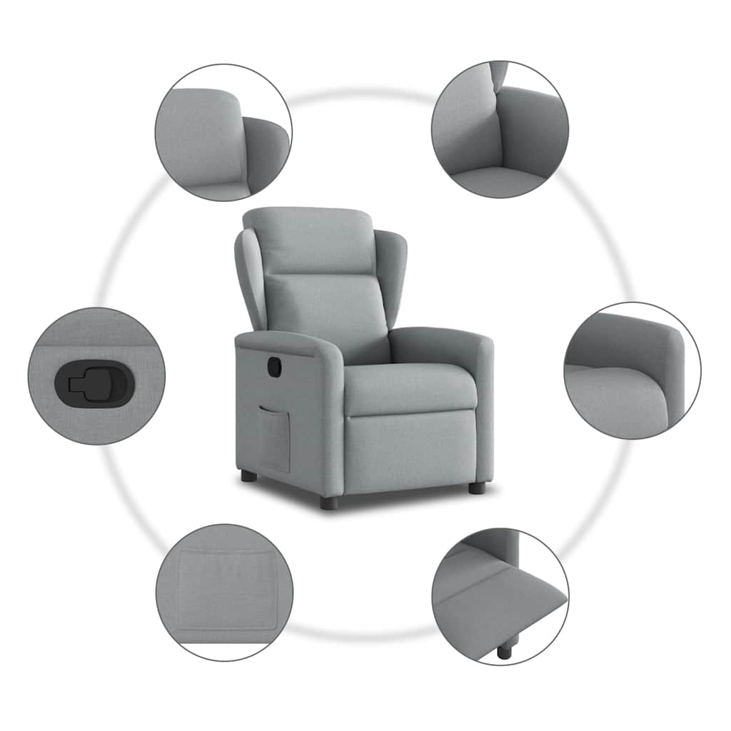Poltrona Reclinabile in Tessuto Grigio Chiaro | homemem39