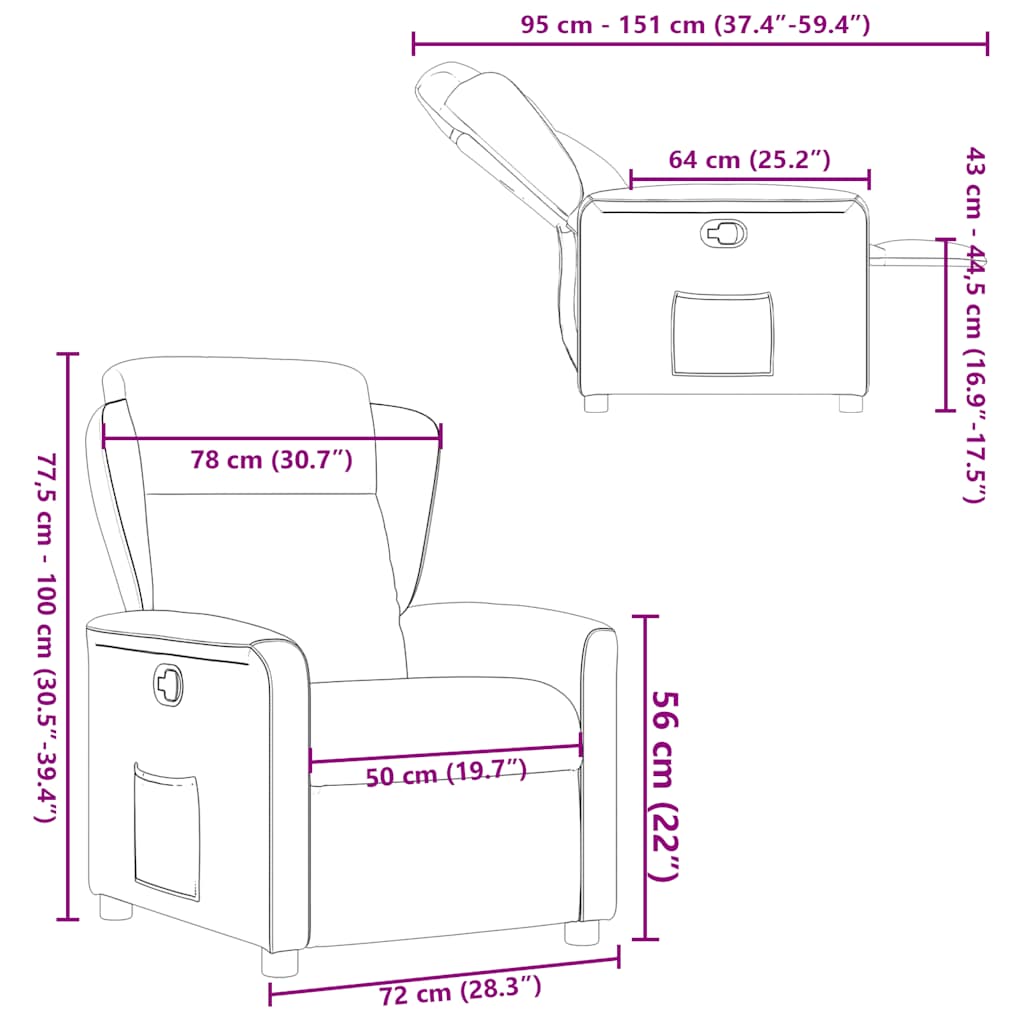 Poltrona Reclinabile in Tessuto Grigio Scuro