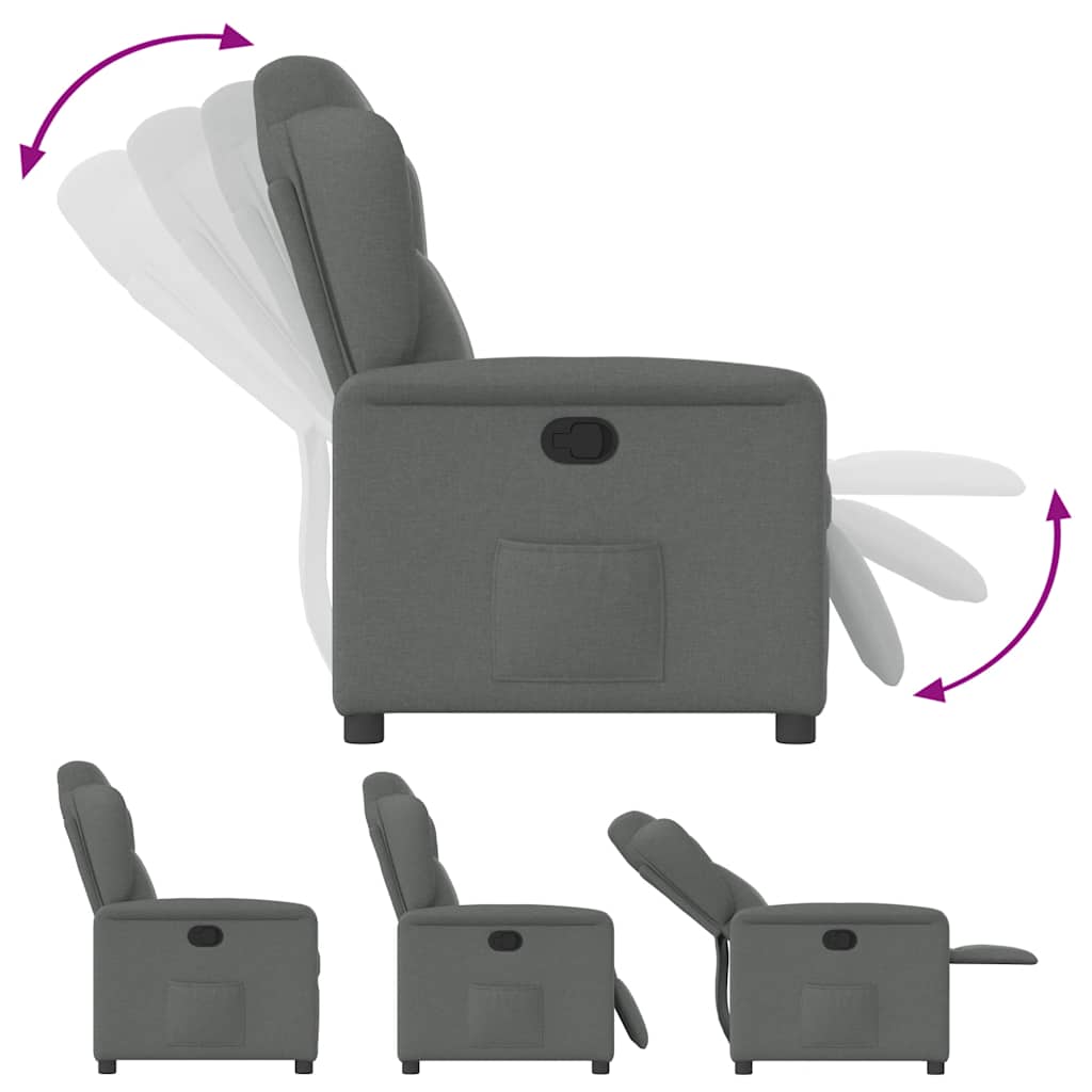 Poltrona Reclinabile in Tessuto Grigio Scuro