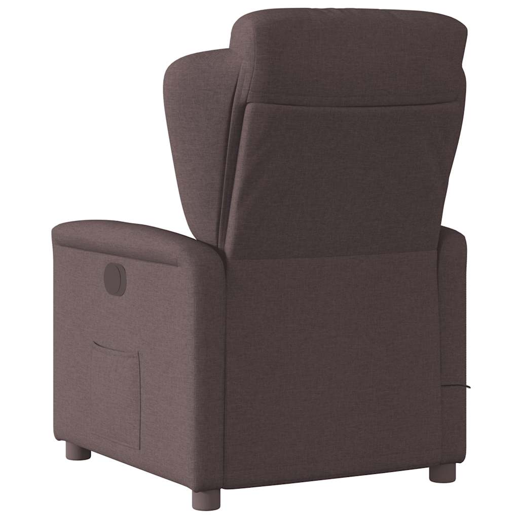 Poltrona Massaggiante Reclinabile Marrone Scuro in Tessuto | homemem39