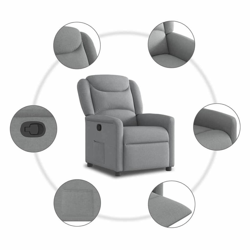 Poltrona Reclinabile in Tessuto Grigio Chiaro | homemem39