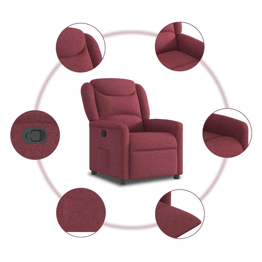 Poltrona Reclinabile in Tessuto Rosso Vino | homemem39