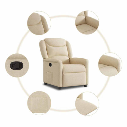 Poltrona Reclinabile in Tessuto Crema | homemem39