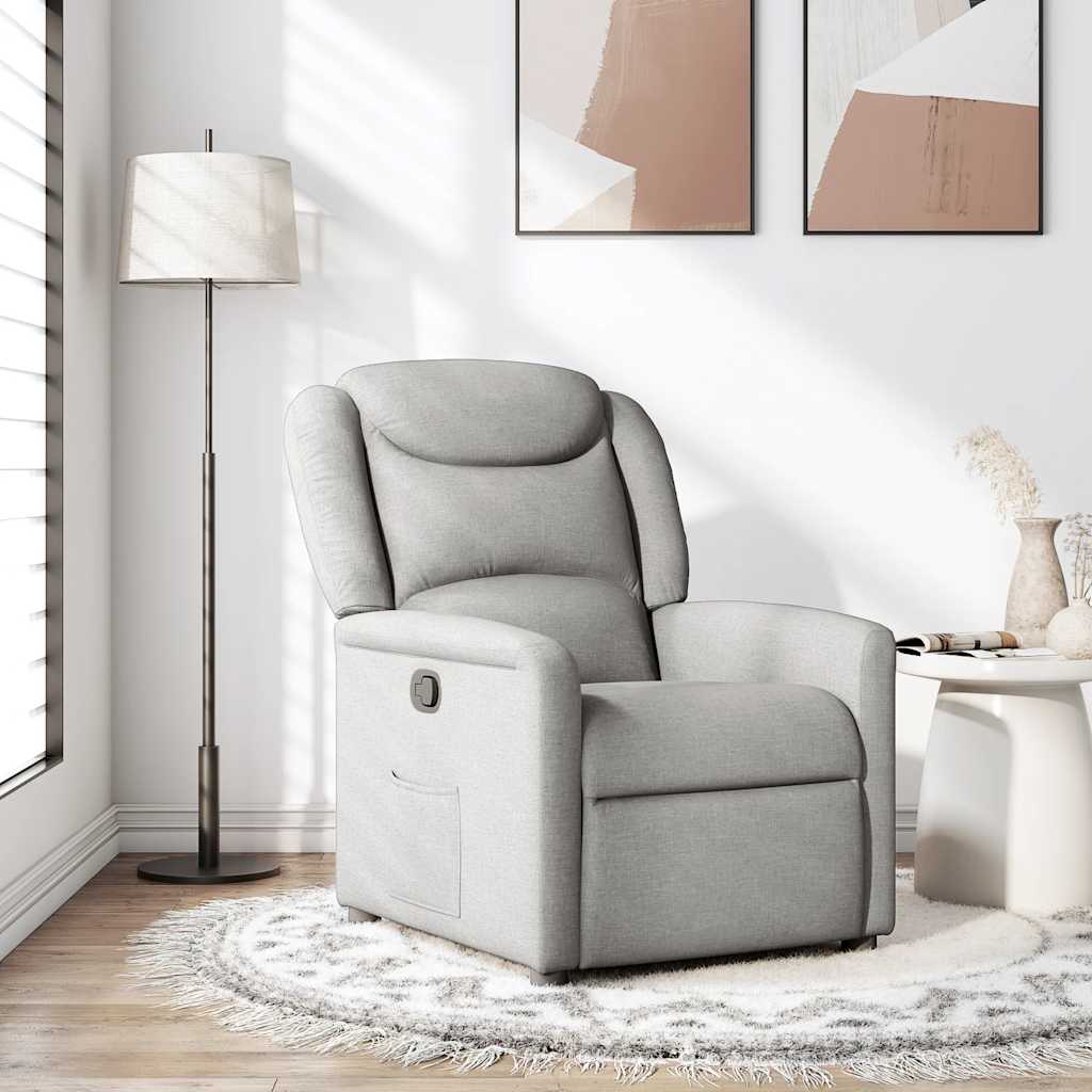 Poltrona Reclinabile in Tessuto Grigio Nuvola