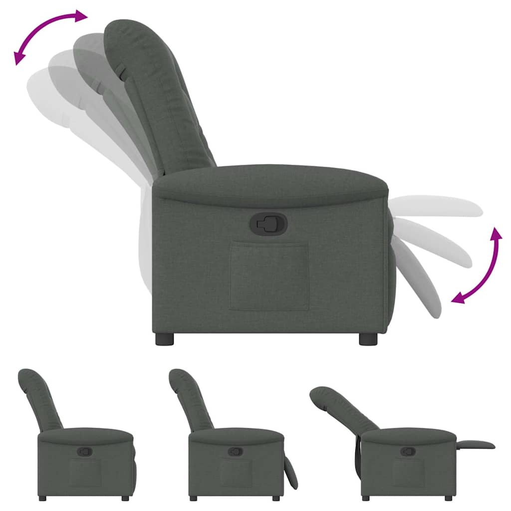 Poltrona Reclinabile in Tessuto Grigio Scuro | homemem39