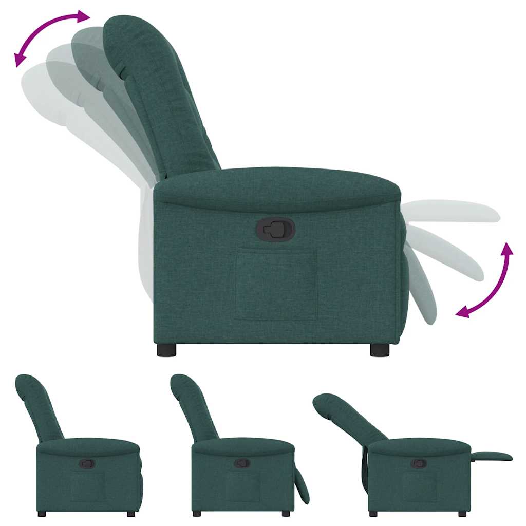 Poltrona Reclinabile in Tessuto Verde Scuro