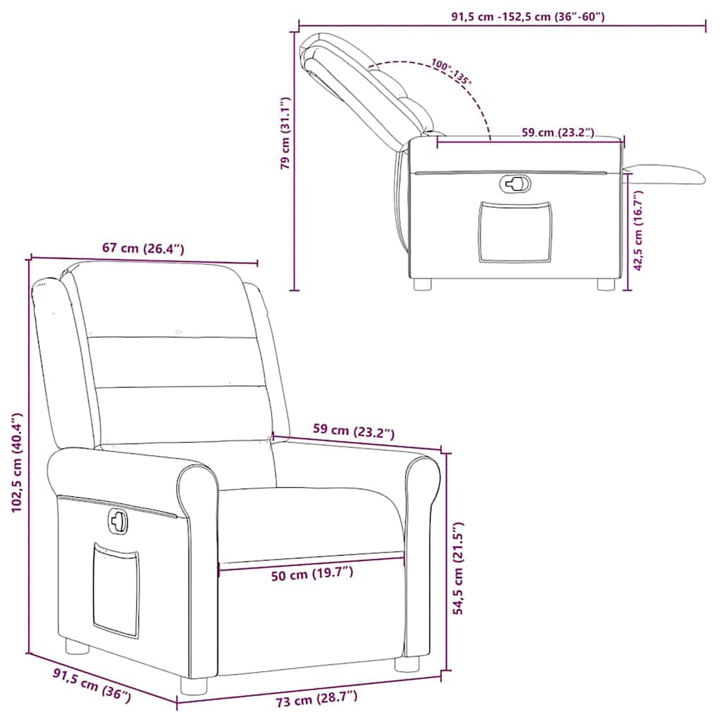 Poltrona Reclinabile in Tessuto Grigio Chiaro
