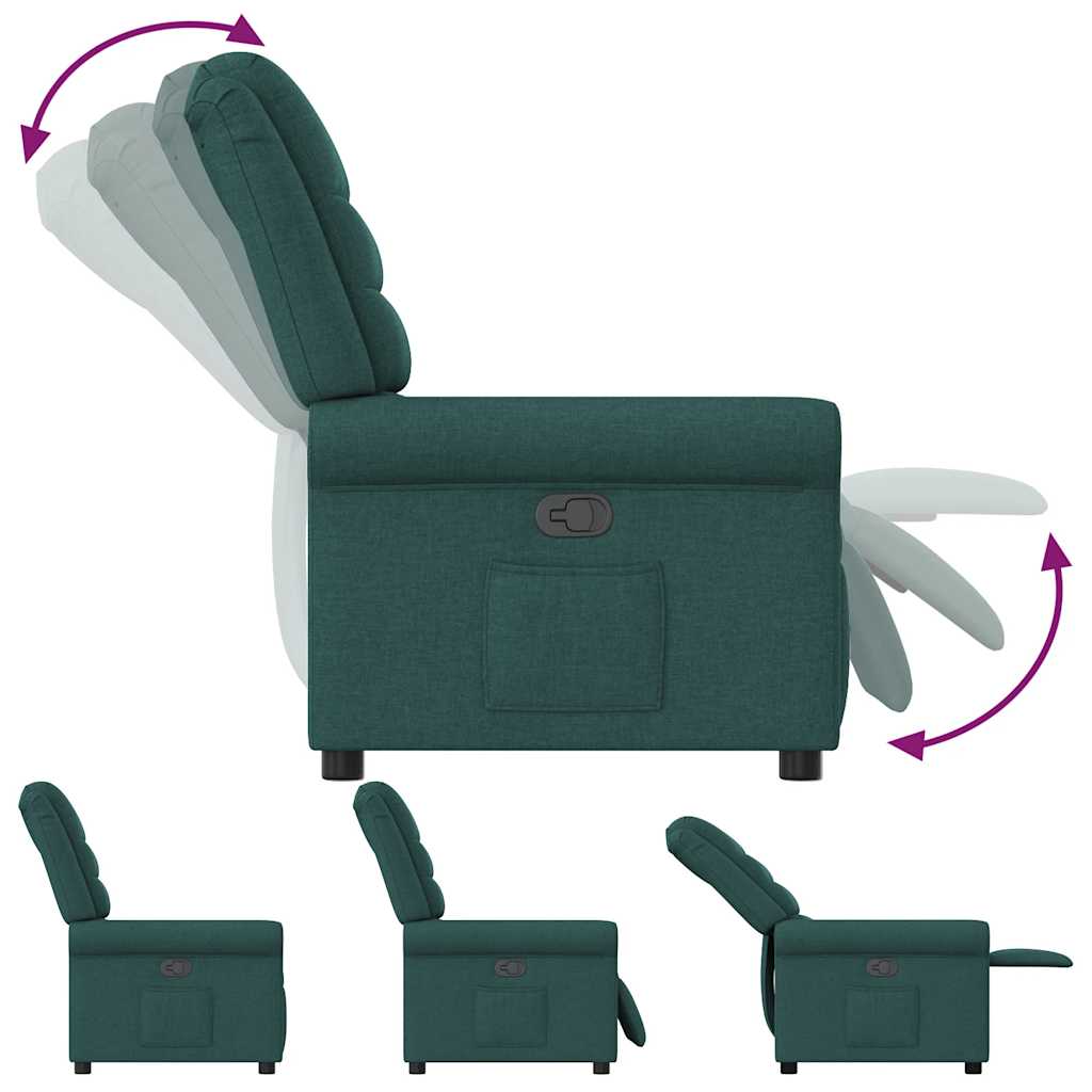 Poltrona Reclinabile in Tessuto Verde Scuro
