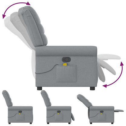 Poltrona Massaggiante Reclinabile Grigio Chiaro in Tessuto - homemem39