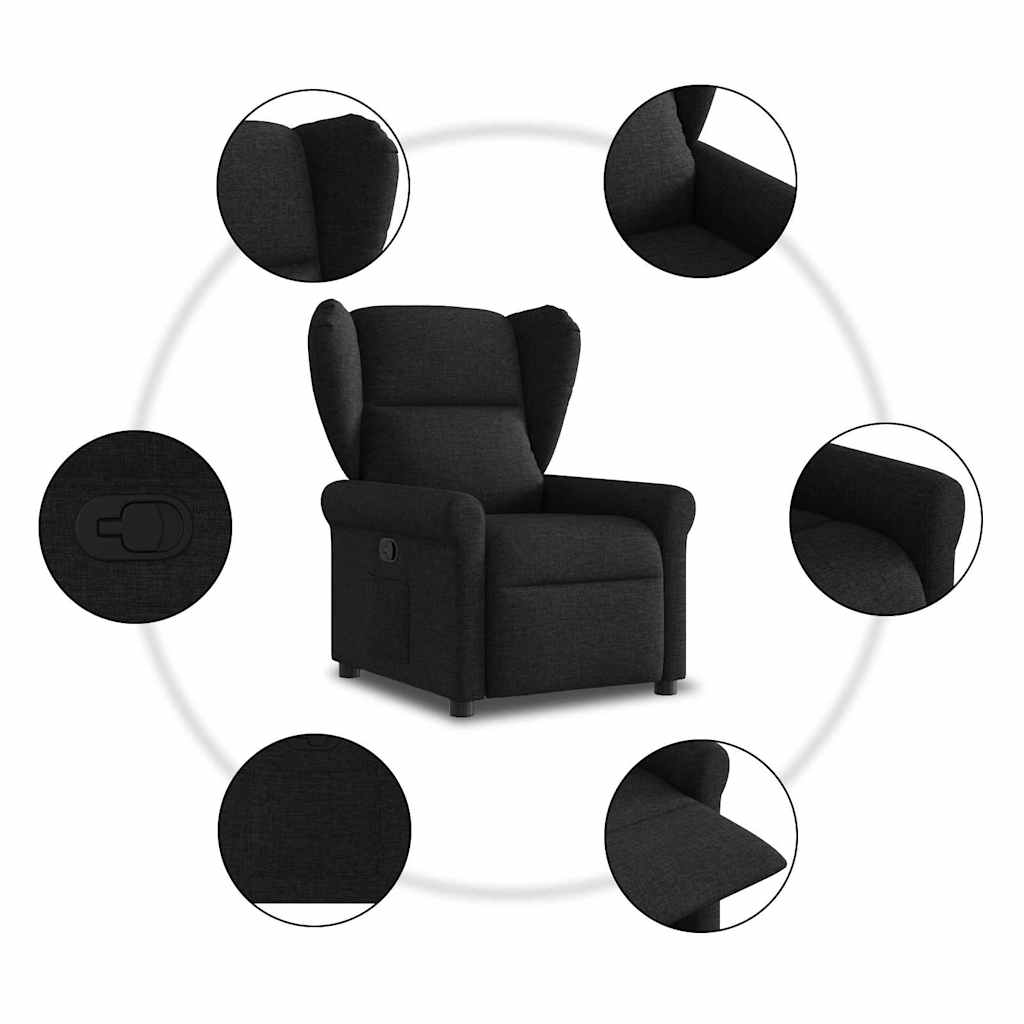Poltrona Reclinabile in Tessuto Nero | homemem39