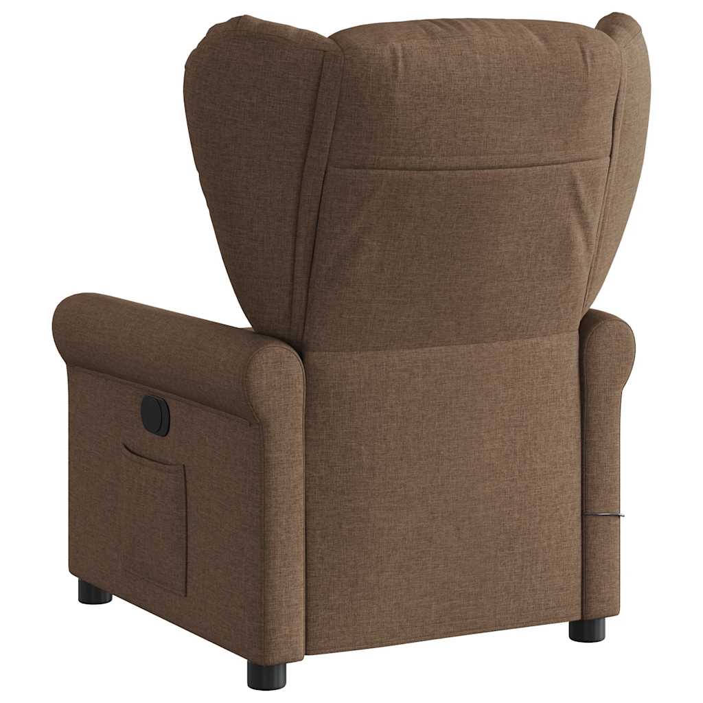 Poltrona Massaggiante Reclinabile Marrone in Tessuto | homemem39