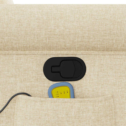 Poltrona Massaggiante Reclinabile Crema in Tessuto - homemem39