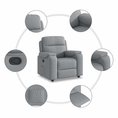 Poltrona Reclinabile in Tessuto Grigio Chiaro
