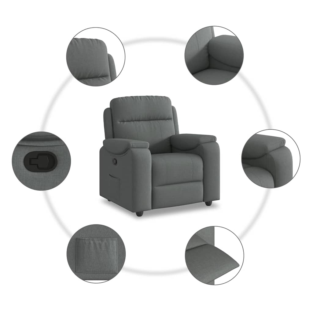 Poltrona Reclinabile in Tessuto Grigio Scuro | homemem39