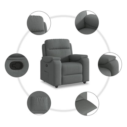 Poltrona Reclinabile in Tessuto Grigio Scuro | homemem39
