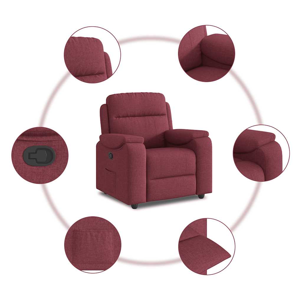 Poltrona Reclinabile in Tessuto Rosso Vino | homemem39
