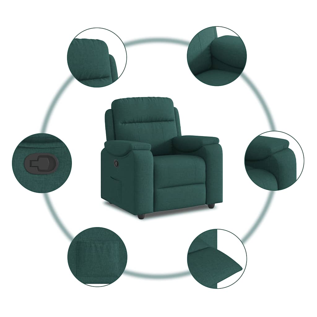 Poltrona Reclinabile in Tessuto Verde Scuro | homemem39