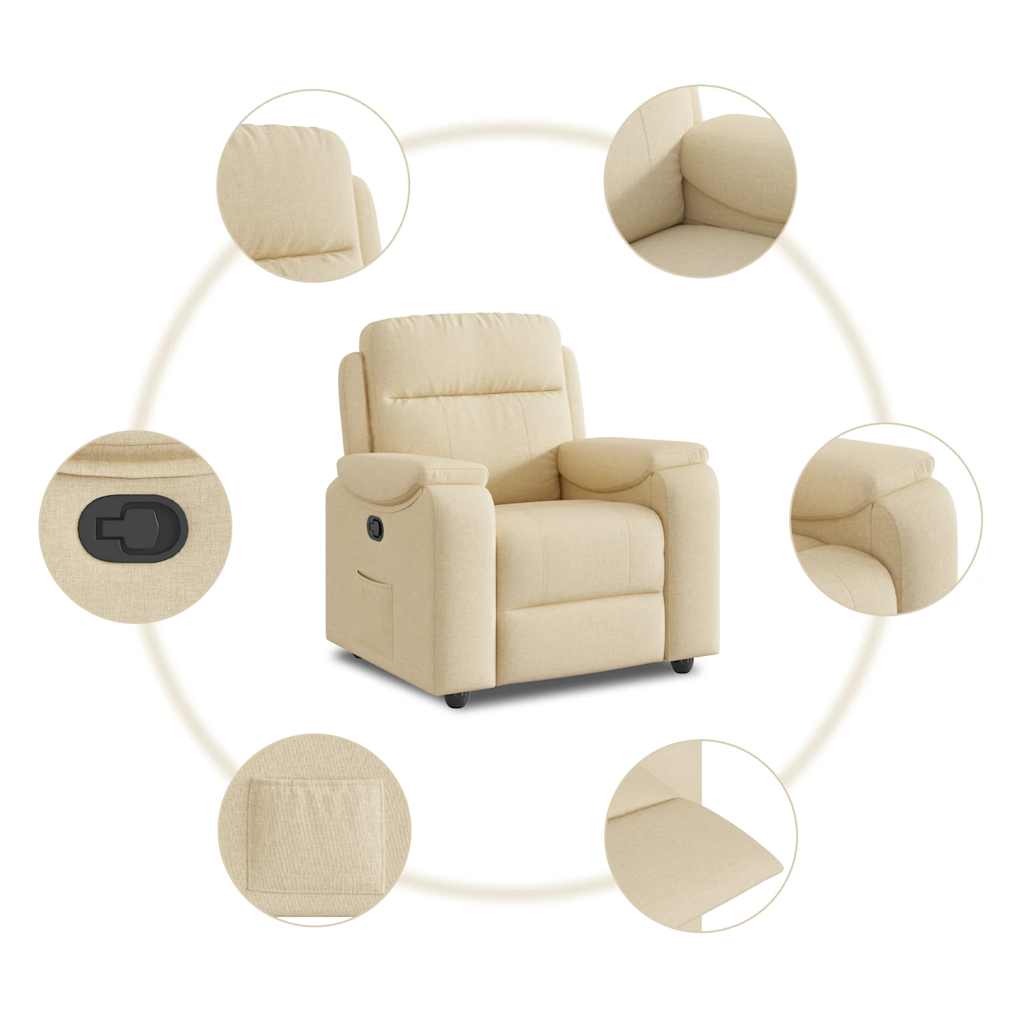 Poltrona Reclinabile in Tessuto Crema | homemem39