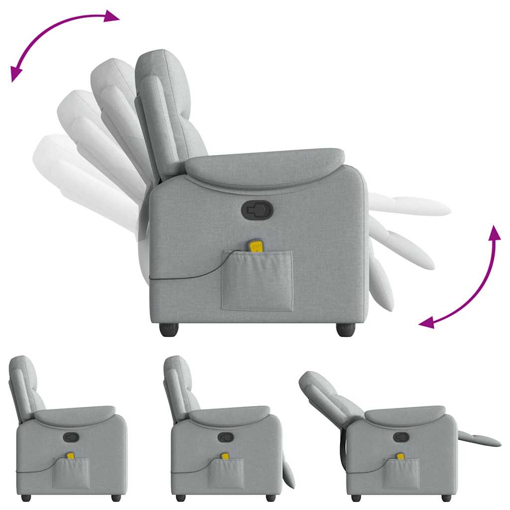 Poltrona Massaggiante Reclinabile Grigio Chiaro in Tessuto - homemem39