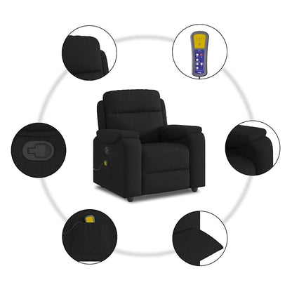 Poltrona Massaggiante Reclinabile Nera in Tessuto - homemem39