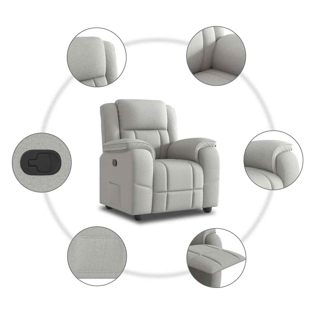 Poltrona Reclinabile in Tessuto Grigio Nuvola