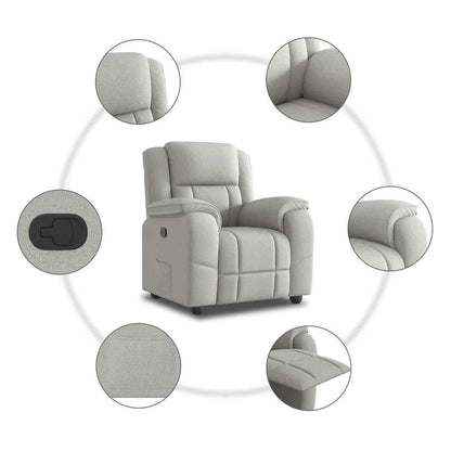 Poltrona Reclinabile in Tessuto Grigio Nuvola