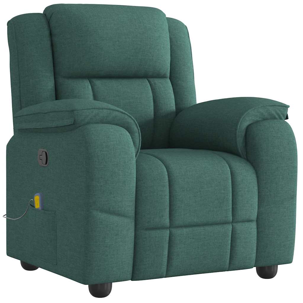 Poltrona Massaggiante Reclinabile Verde Scuro in Tessuto | homemem39