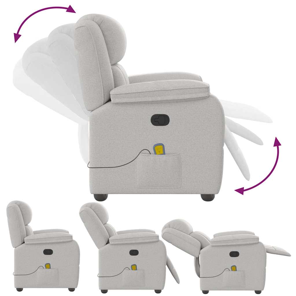 Poltrona Massaggiante Reclinabile Grigio Nuvola in Tessuto - homemem39