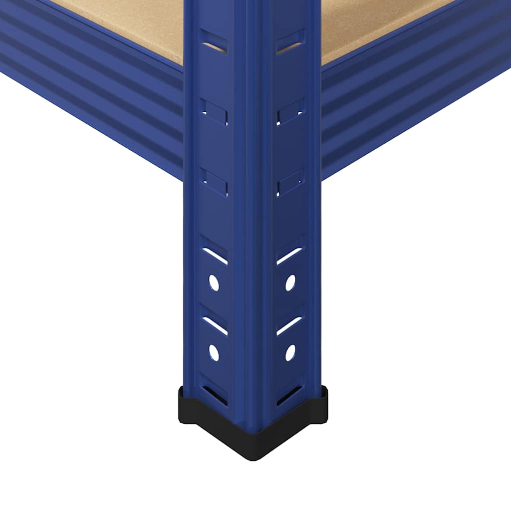 Mensole Portaoggetti 5 Strati 3pz Blu Acciaio Legno Multistrato - homemem39