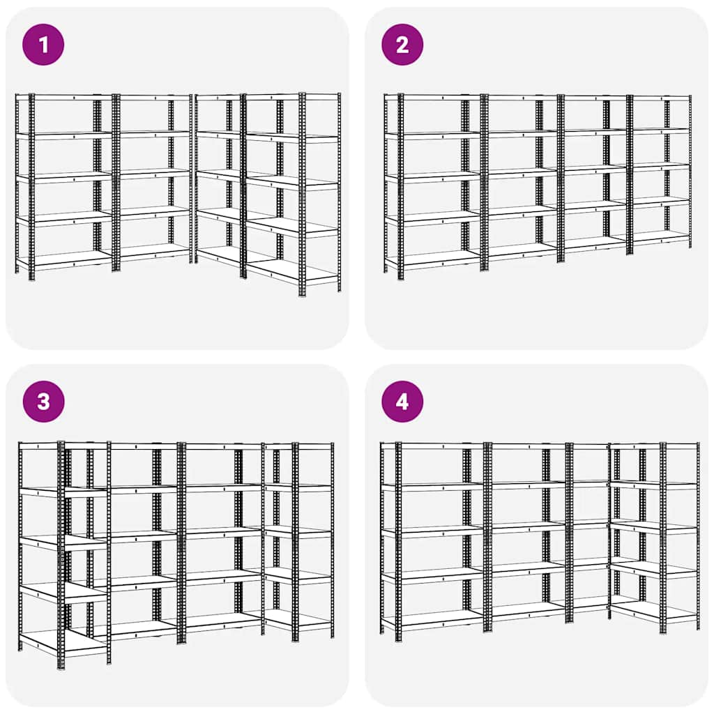 Scaffali Resistenti 5 Ripiani 4pz Antracite Acciaio&Multistrato