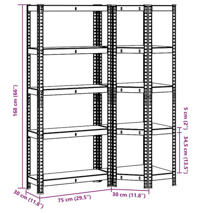 Scaffali 5 Ripiani 2 pz Antracite Acciaio e Legno Multistrato