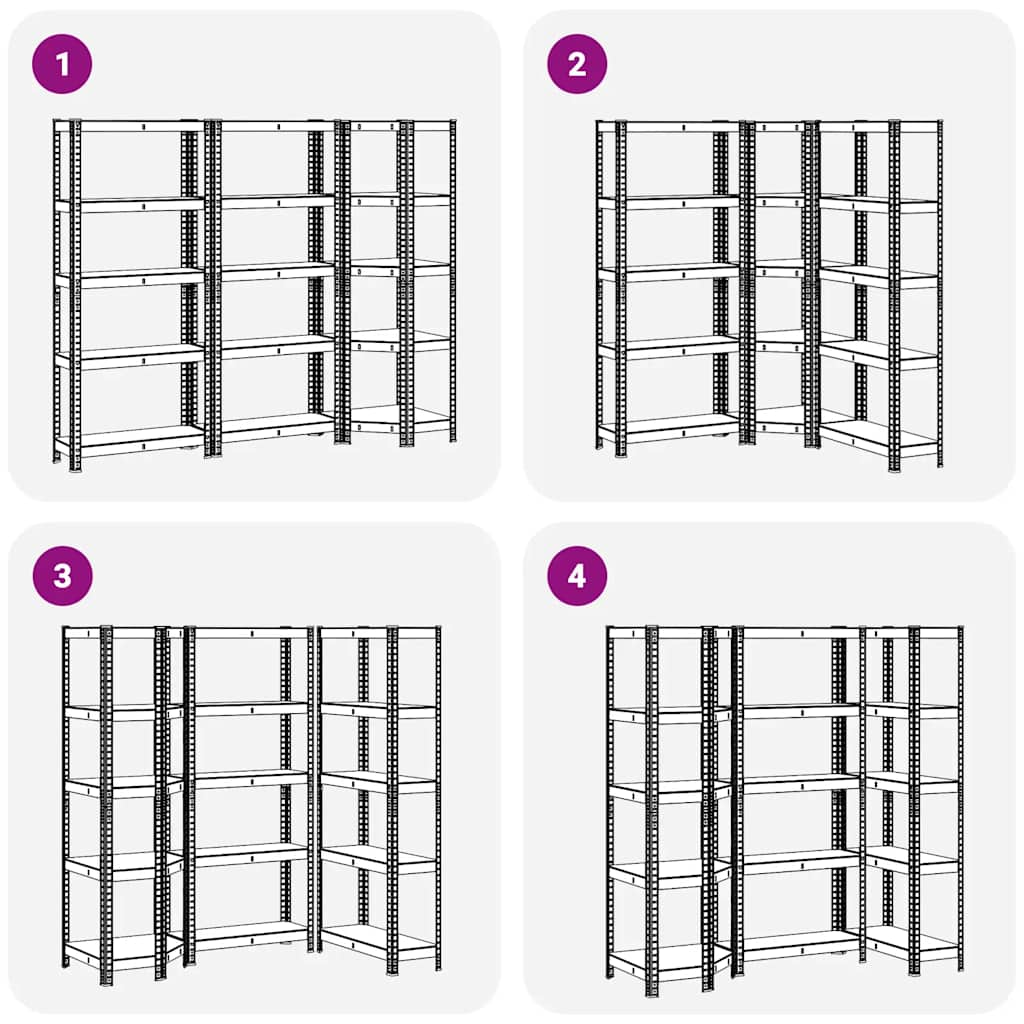 Scaffali 5 Ripiani 3 pz Antracite Acciaio e Legno Multistrato