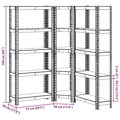 Scaffali 5 Ripiani 3 pz Antracite Acciaio e Legno Multistrato