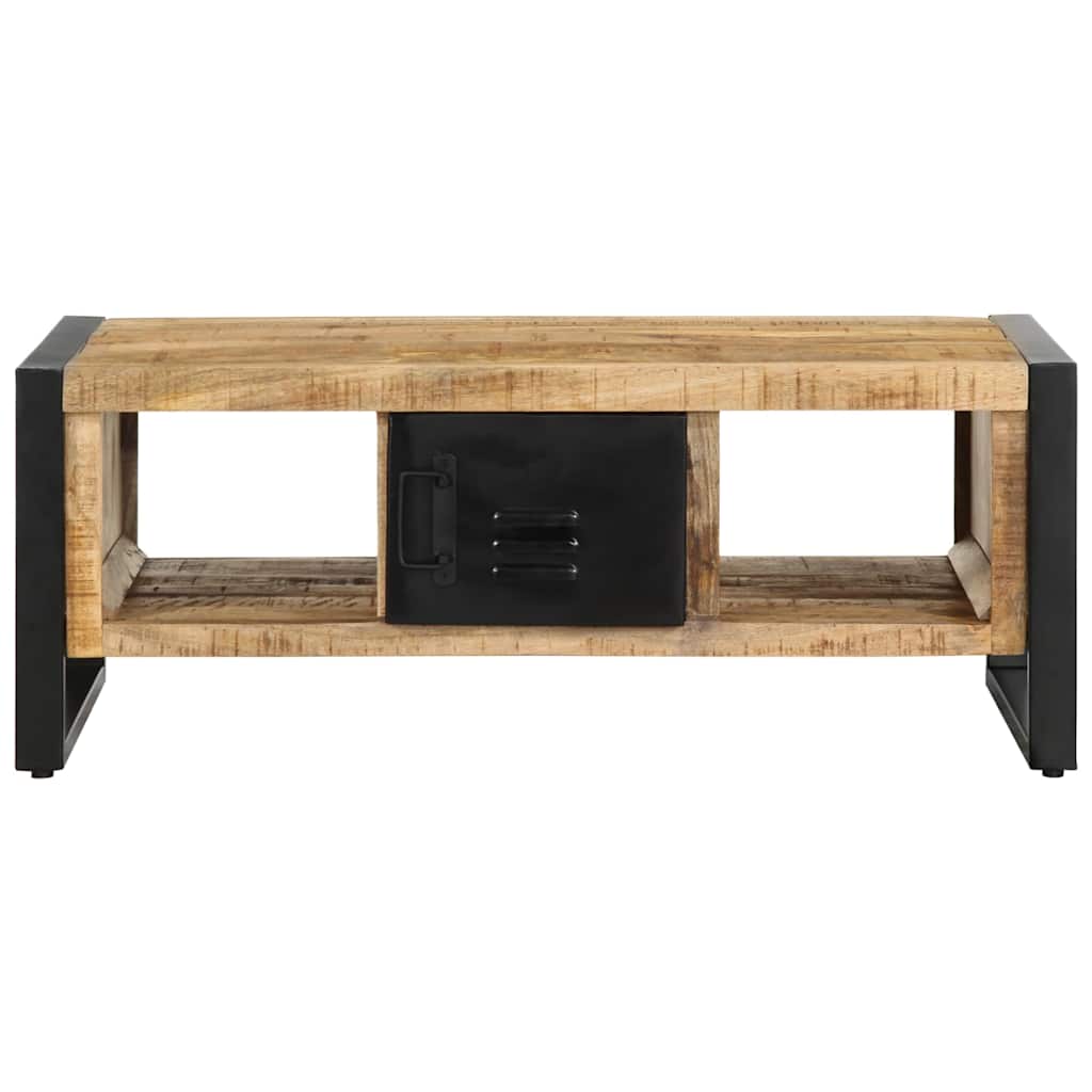 Tavolino da Salotto 90x50x36 cm Legno Massello di Mango Grezzo