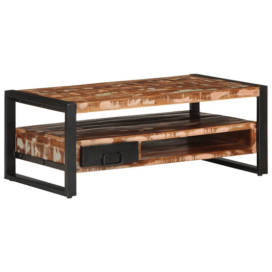 Tavolino Salotto Multicolore 90x50x36cm Legno Massello Recupero | homemem39