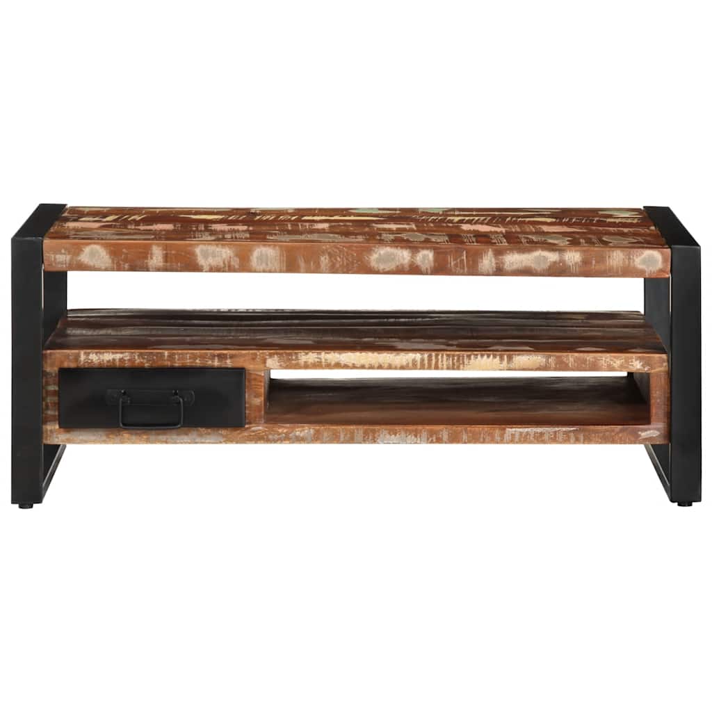 Tavolino Salotto Multicolore 90x50x36cm Legno Massello Recupero | homemem39