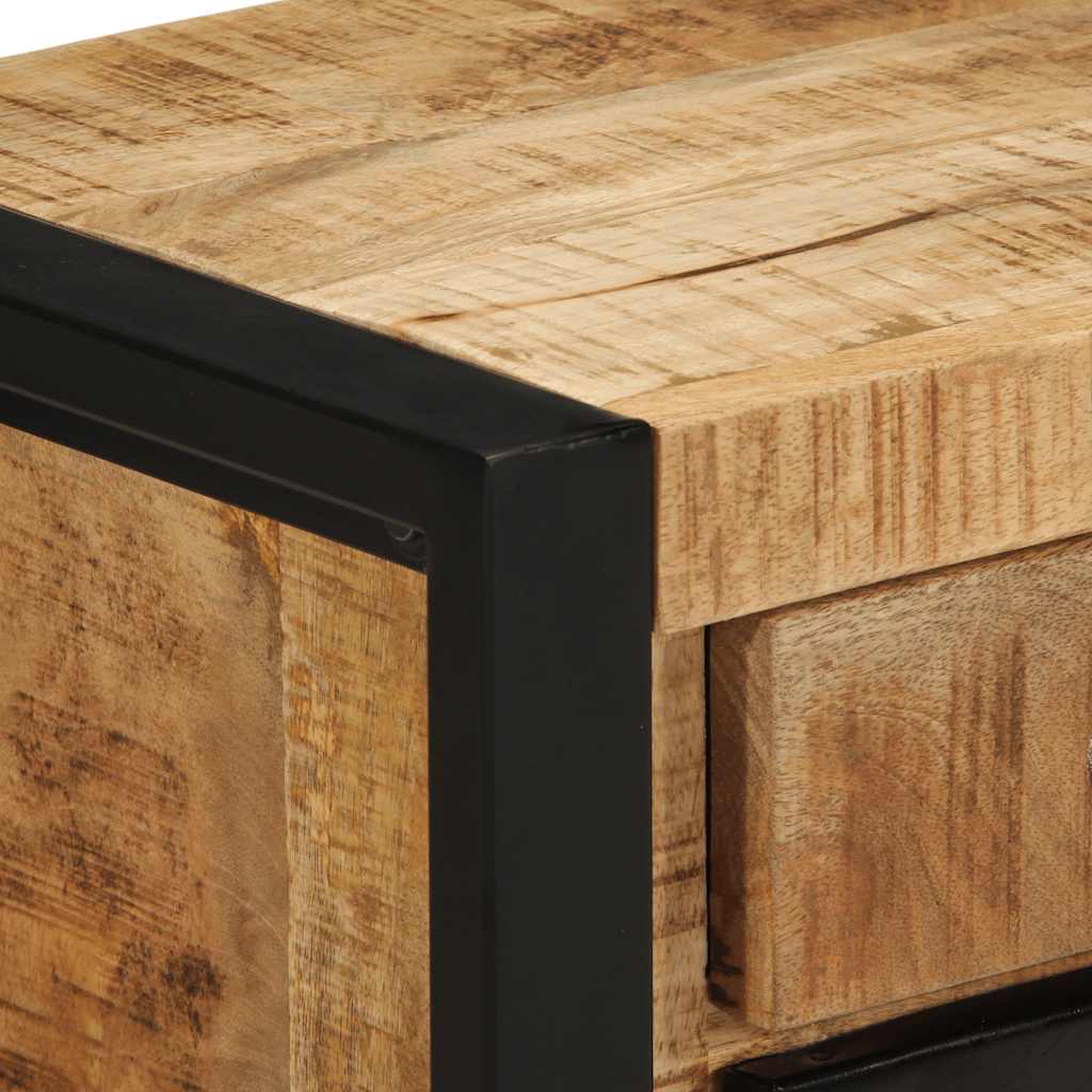 Comodino 40x30x50 cm in Legno Massello di Mango Grezzo - homemem39