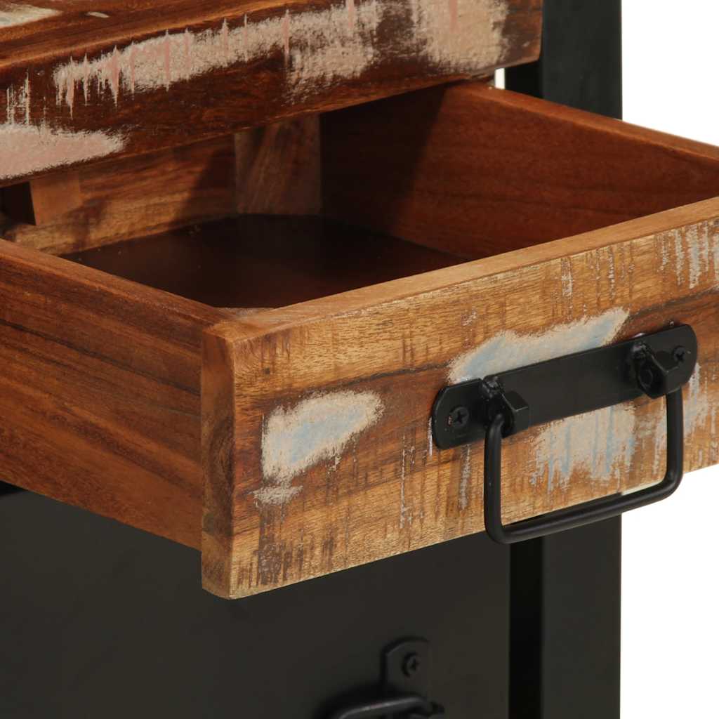 Comodino Multicolore 40x30x50 cm in Legno Massello Recupero - homemem39