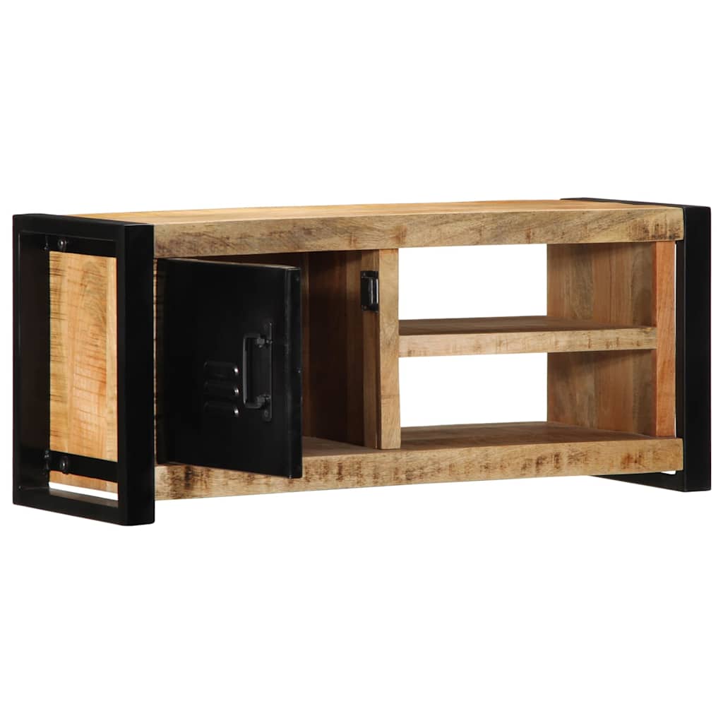 Mobile Porta TV 80x30x35 cm in Legno Massello di Mango Grezzo - homemem39