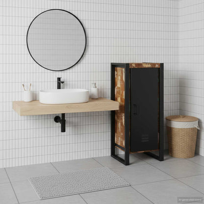 Mobile da Bagno con porta Marrone Legno Recuperato Massello | homemem39