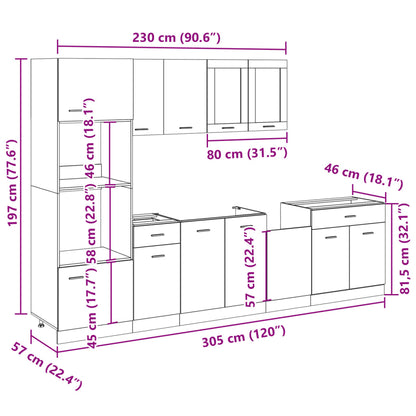 Set di Mobili Porta TV 7 pz Lyon Rovere Sonoma in Truciolato | homemem39