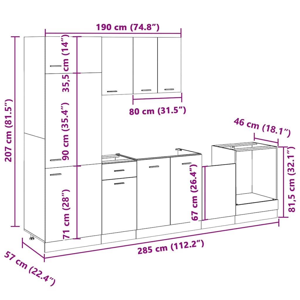 Set di Mobili Porta TV 7 pz “Lyon” Rovere Sonoma in Truciolato | homemem39