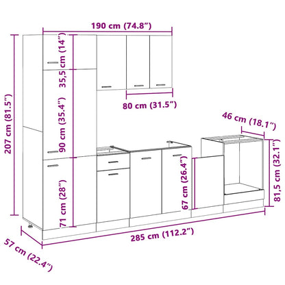 Set di Mobili Porta TV 7 pz “Lyon” Rovere Sonoma in Truciolato | homemem39