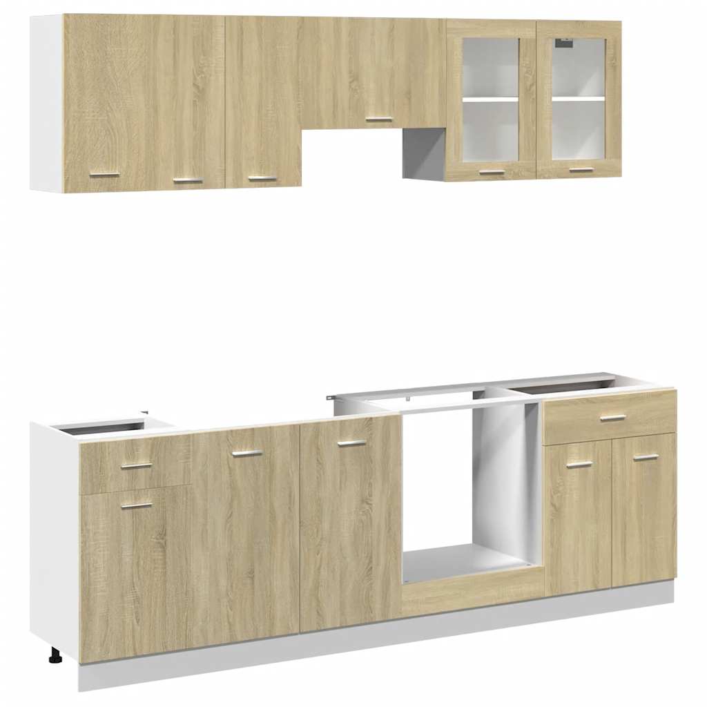 Set Mobili da Cucina 8pz “Lyon” Rovere Sonoma in Truciolato