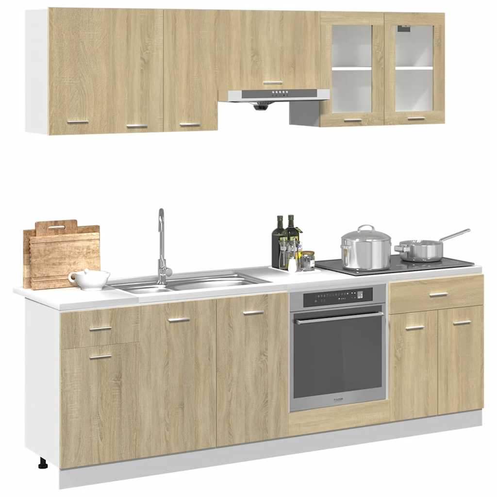 Set Mobili da Cucina 8pz “Lyon” Rovere Sonoma in Truciolato | homemem39