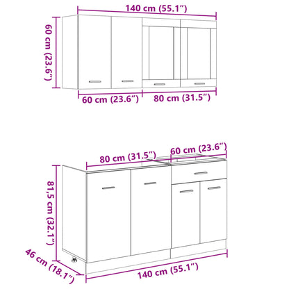Set di Mobili Porta TV 4 pz Lyon Rovere Sonoma in Truciolato | homemem39
