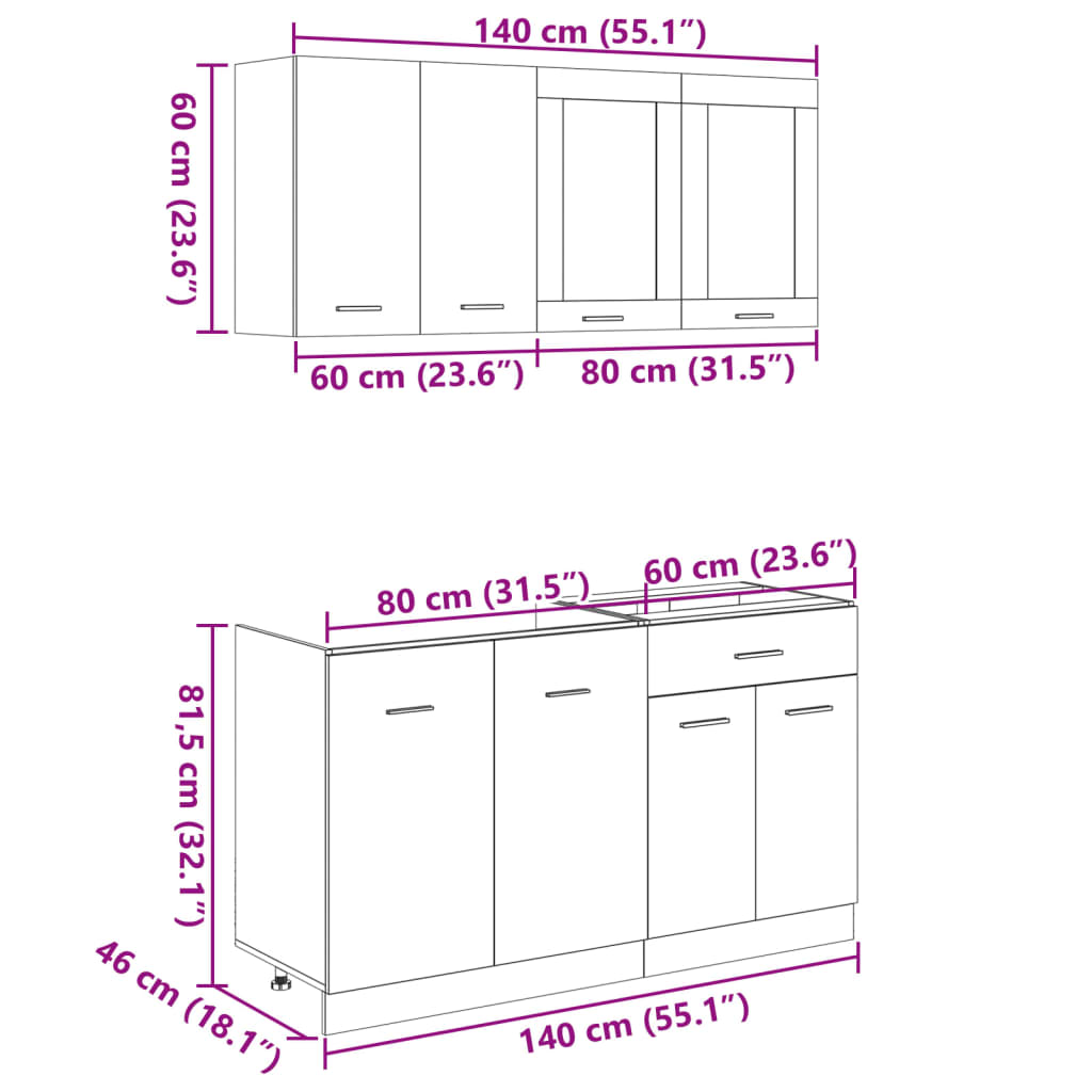 Set di Mobili Porta TV 4 pz Lyon Rovere Sonoma in Truciolato
