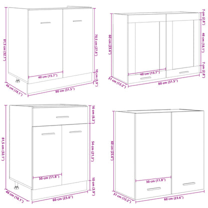 Set di Mobili Porta TV 4 pz Lyon Rovere Sonoma in Truciolato