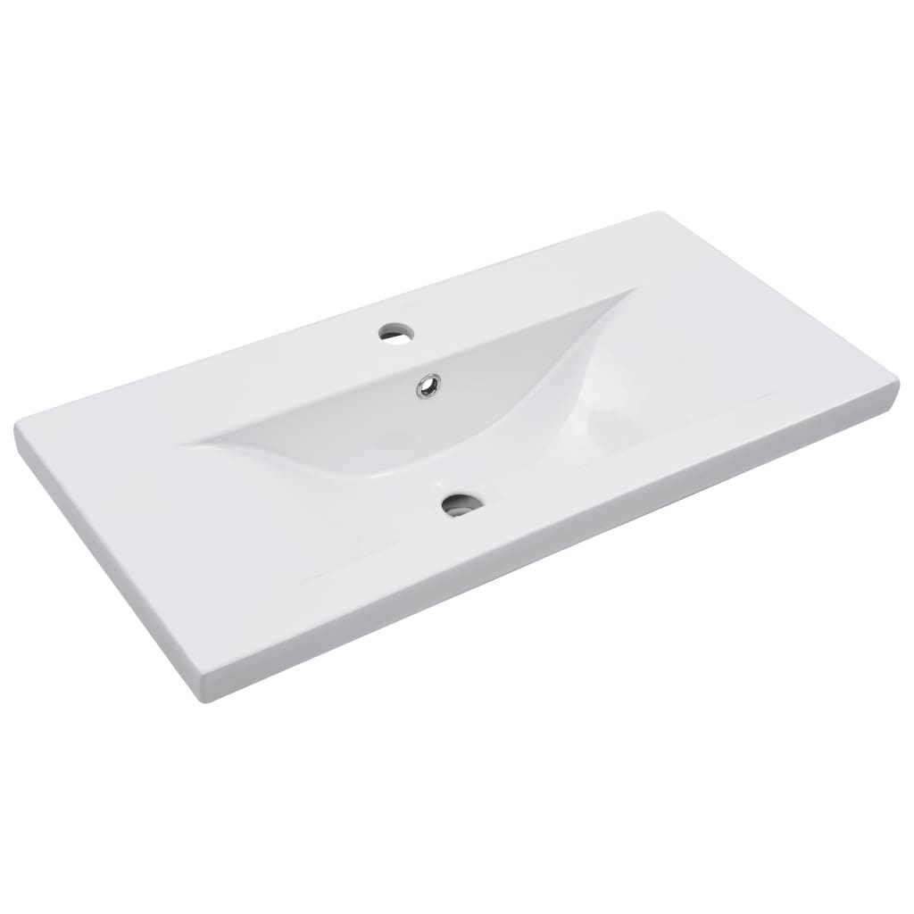 Set Mobili da Bagno 2 pz in Ceramica e Legno Multistrato